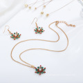 Shangjie OEM joyas Christmas Fashion Women Jewelry Sets Colorful Zircon Necklace&Earrings Set for Party Snowflake Jewelry Sets